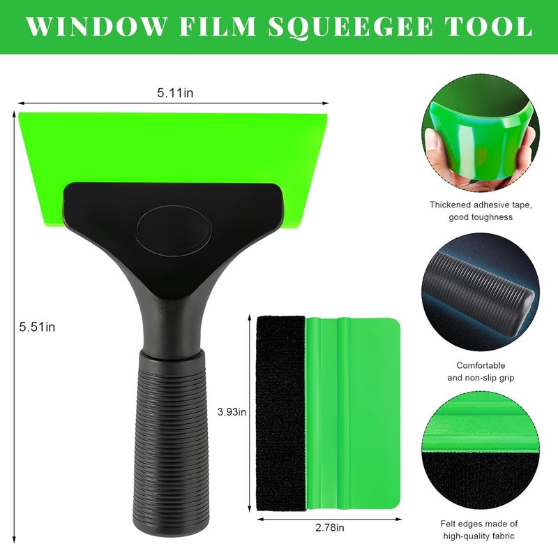 Yourkar 4 PCS Window Tint Kit Tools, Professional Vinyl Wrap Kit with Plastic Squeegee & Felt Squeegee, Universal Privacy Film Installation Tint Tools for Vehicle Glass Home (Green) - Image 2